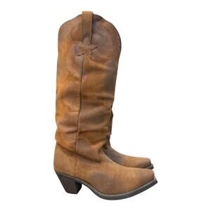 Dingo Knee High Slouch Cowboy Boot Women size 7 Brown Suede